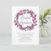 Paarse Bougainvillea Wreath Bridal Luncheon Kaart (Staand voorkant)