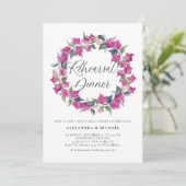 Paarse Bougainvillea Wreath Rehearsal Dinner Kaart (Staand voorkant)