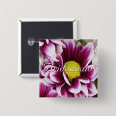 Paarse Bouquet Bridesmaid Vierkante Button 5,1 Cm (Voorkant /achterkant)