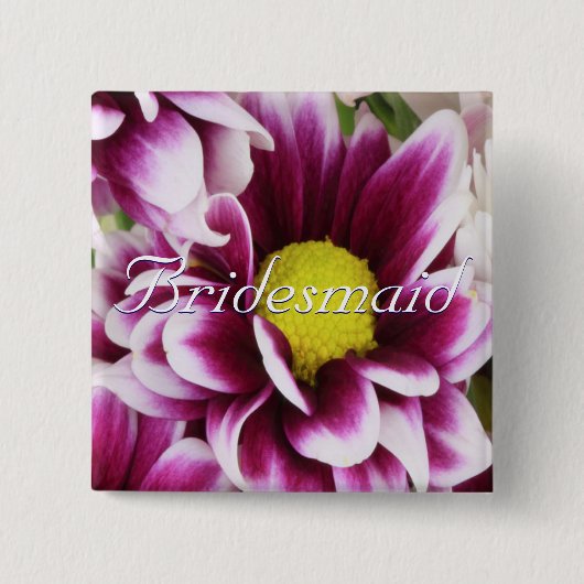 Paarse Bouquet Bridesmaid Vierkante Button 5,1 Cm (Voorkant)