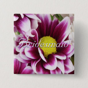 Paarse Bouquet Bridesmaid Vierkante Button 5,1 Cm