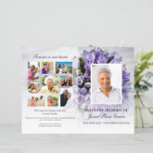 Paarse Bouquet in Loving Memory Funeral Program (Staand voorkant)