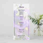 Paarse Bouquet W Lilies & Delphinium Wedding Menu (Staand voorkant)