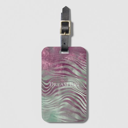 Paarse Bourgogne Aqua Mint Zebra Bagagelabel (Voorkant (verticaal))