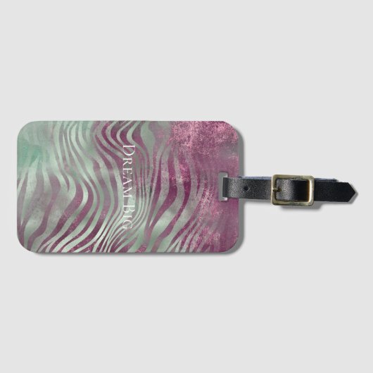 Paarse Bourgogne Aqua Mint Zebra Bagagelabel (Voorkant (horizontaal))