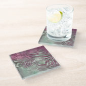 Paarse Bourgogne Aqua Mint Zebra Glazen Onderzetter (Schuin)