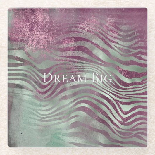 Paarse Bourgogne Aqua Mint Zebra Glazen Onderzetter (Voorkant)