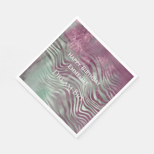 Paarse Bourgogne Aqua Mint Zebra Servet (Hoek)