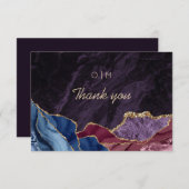 Paarse Bourgogne Blauwe Agaat bruiloft Bedankkaart (Voorkant / Achterkant)