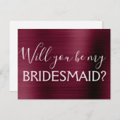 Paarse Bourgogne Elegant Wil je mijn bruidsmeisje  Uitnodiging Briefkaart (Voorkant / Achterkant)