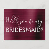Paarse Bourgogne Elegant Wil je mijn bruidsmeisje  Uitnodiging Briefkaart (Voorkant)
