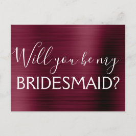 Paarse Bourgogne Elegant Wil je mijn bruidsmeisje  Uitnodiging Briefkaart