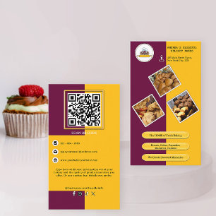 Paarse Bourgogne en Yellow Bakery QR Code Branding Visitekaartje