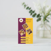 Paarse Bourgogne en Yellow Bakery QR Code Branding Visitekaartje (Staand voorkant)