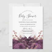 Paarse Bourgogne Floral Elegant Baby shower Kaart (Voorkant)