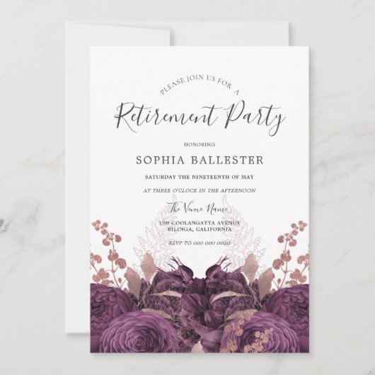 Paarse Bourgogne Floral-Elegant Prijs Kaart (Voorkant)