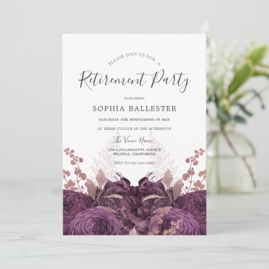 Paarse Bourgogne Floral-Elegant Prijs Kaart (Staand voorkant)