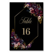 Paarse Bourgogne Zwart Bloemen Geometrisch Bruilof Kaart (Voorkant)