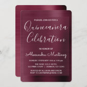 Paarse Bourgondische moderne Quinceanera Kaart (Voorkant / Achterkant)