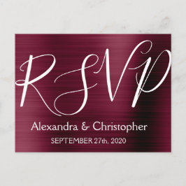 Paarse Bourgondische RSVP-respons Uitnodiging Briefkaart