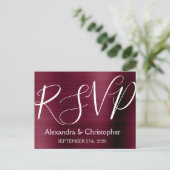 Paarse Bourgondische RSVP-respons Uitnodiging Briefkaart (Staand voorkant)