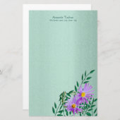 Paarse bovenrand Wilde bloem Briefpapier (Voorkant / Achterkant)