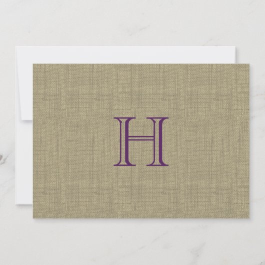 Paarse Bow en Burlap Vrijgezellenfeest Kaart (Achterkant)