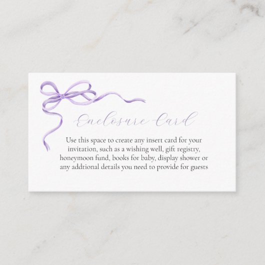 Paarse Bow Girl Baby aangepaste behuizing Kaart (Voorkant)