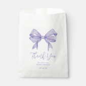 Paarse Bow Girl Baby shower Dank u Bedankzakje (Voorkant)