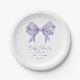 Paarse Bow Girl Baby shower Papieren Bordje