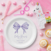 Paarse Bow Girl Baby shower Papieren Bordje (Feest)
