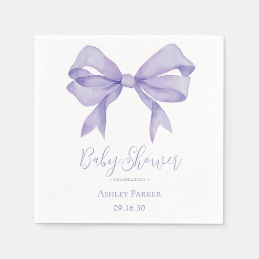 Paarse Bow Girl Baby shower Servet (Voorkant)