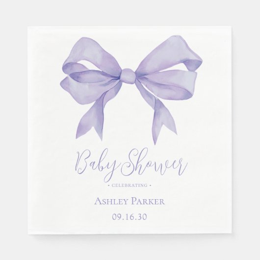 Paarse Bow Girl Baby shower Servet (Voorkant)