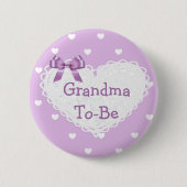 Paarse Bow Grandma om Baby shower Button te worden (Voorkant)