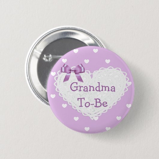 Paarse Bow Grandma om Baby shower Button te worden (Voorkant /achterkant)