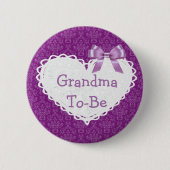 Paarse Bow Grandma om Baby shower Button te worden (Voorkant)