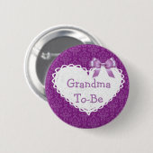 Paarse Bow Grandma om Baby shower Button te worden (Voorkant /achterkant)