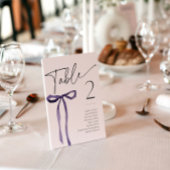 Paarse Bow Het binden van de Knoop Tafel Nummer Na Kaart