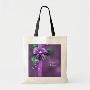 Paarse Bow Holiday Canvas tas