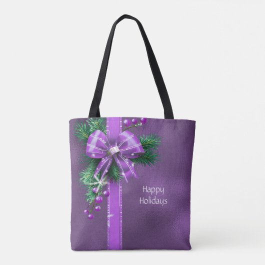 Paarse Bow Holiday Canvas tas (Achterkant)