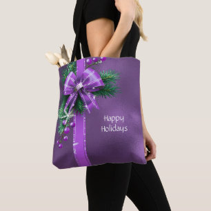 Paarse Bow Holiday Canvas tas