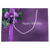 Paarse Bow Holiday Gift Bag Groot Cadeauzakje (Voorkant)