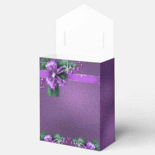 Paarse Bow Holiday Gift Box Bedankdoosjes (Geopend)