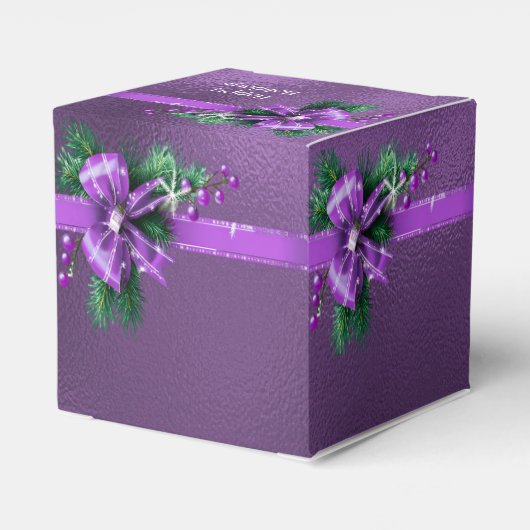 Paarse Bow Holiday Gift Box Bedankdoosjes (Achterkant)