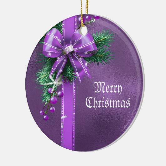 Paarse Bow Holiday Ornament (Links)