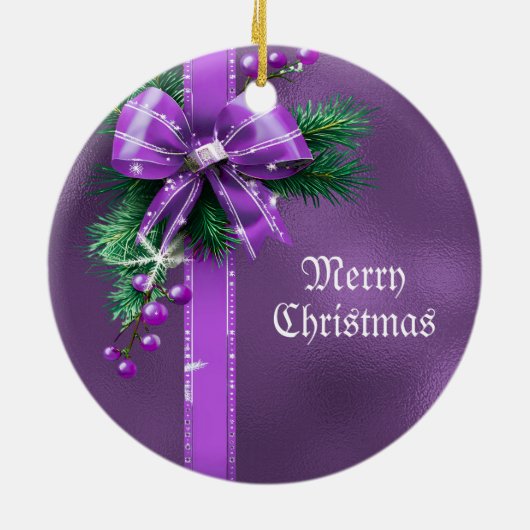 Paarse Bow Holiday Ornament (Achterkant)