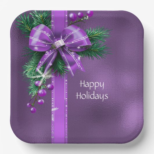 Paarse Bow Holiday Paper Bord (Voorkant)
