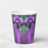 Paarse Bow Holiday Paper Cups Papieren Bekers (Achterkant)
