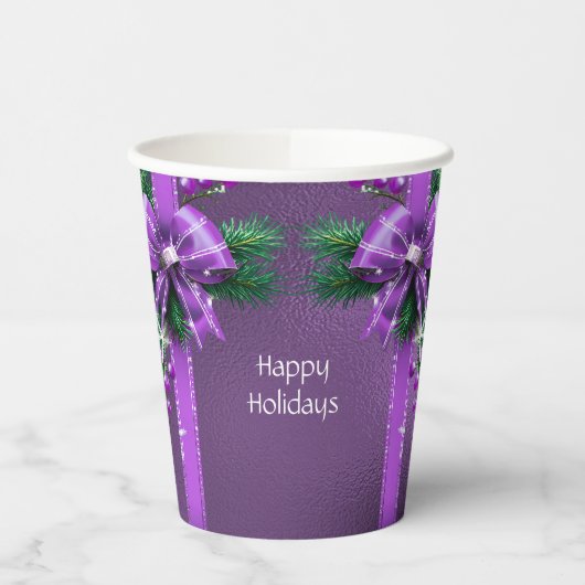 Paarse Bow Holiday Paper Cups Papieren Bekers (Links)