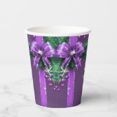 Paarse Bow Holiday Paper Cups Papieren Bekers (Voorkant)